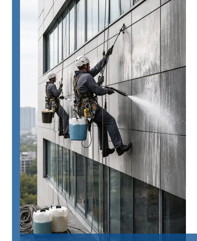 Профессиональная мойка вентилируемых фасадов в Мариинске