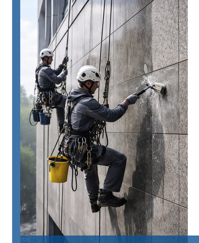 Профессиональная мойка фасада из керамогранита в Мариинске