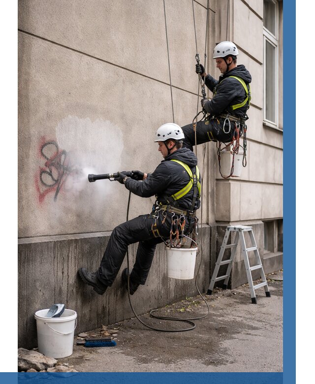 Удаление граффити с фасада в Мариинске от 4589 р. | ВЫСОТНИК-Мрн