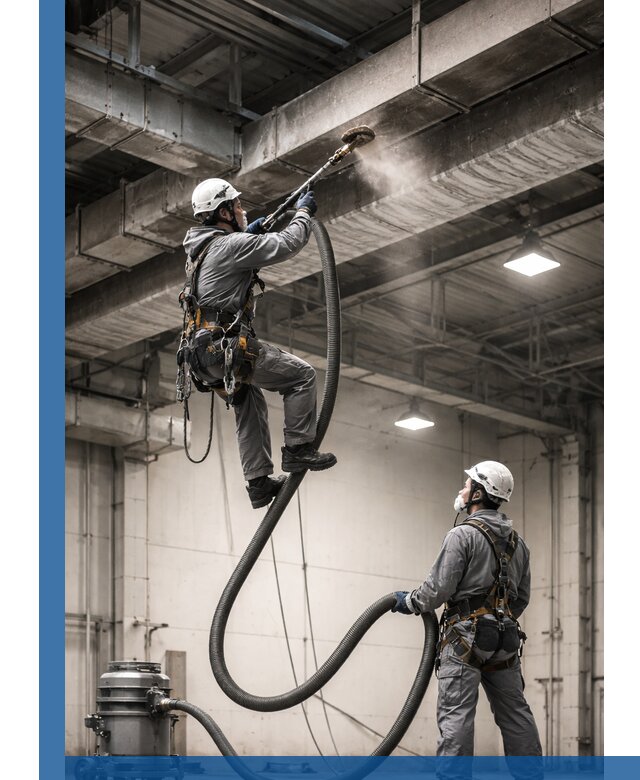 Обеспыливание потолочных конструкций в Мариинске промышленным альпинизмом