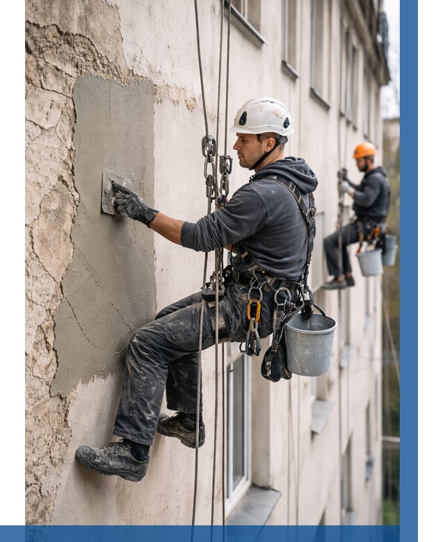 Восстановление штукатурки фасада в Мариинске от 1224 р. | ВЫСОТНИК-Мрн