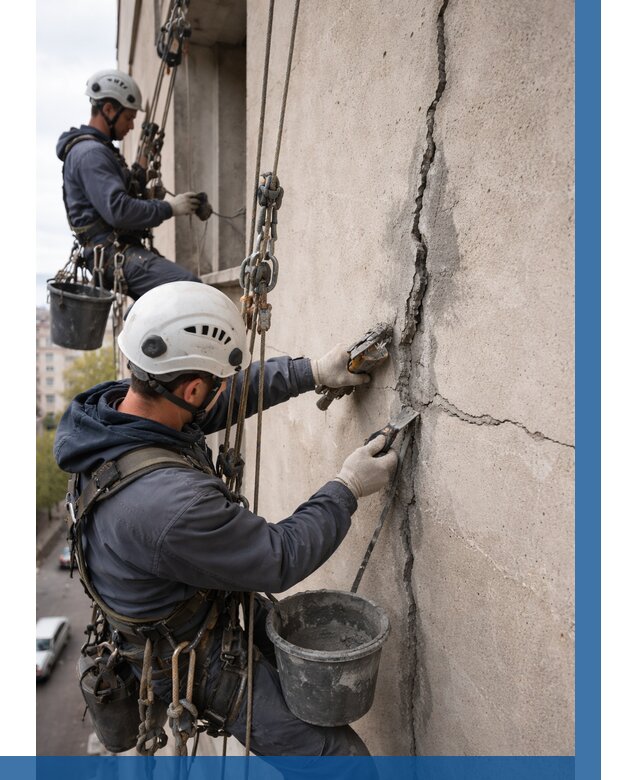 Заделка трещин на фасаде в Мариинске от 918 р. | ВЫСОТНИК-Мрн