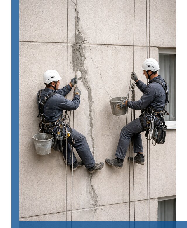 Заделка трещин на фасаде в Мариинске с гарантийным ремонтом