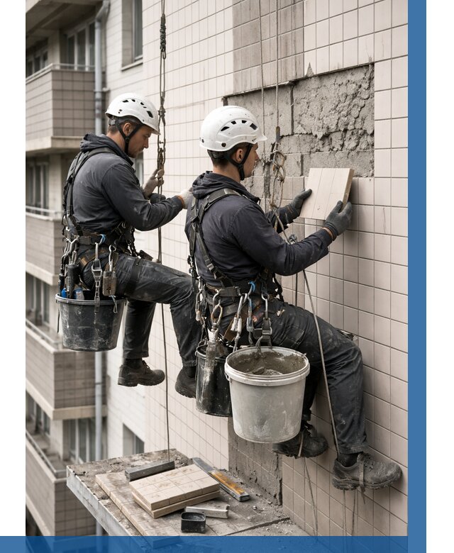 Ремонт облицовки фасада плиткой в Мариинске от 1836 р. | ВЫСОТНИК-Мрн