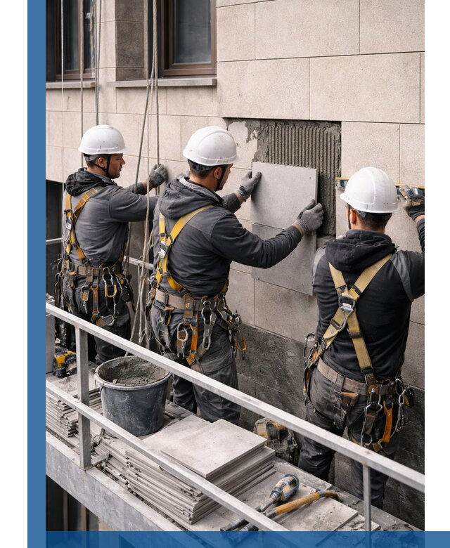 Ремонт облицовки фасада плиткой в Мариинске с гарантией