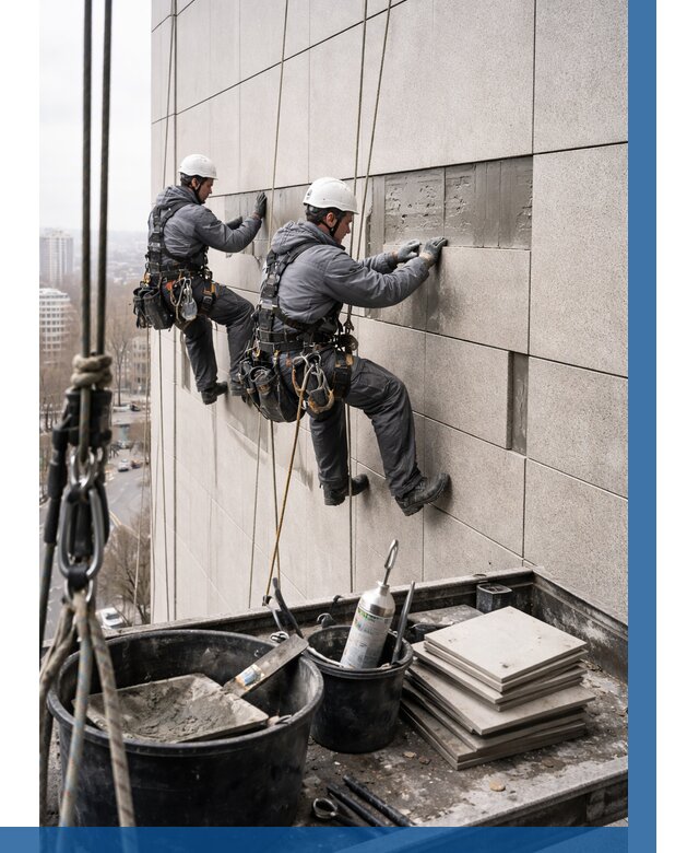 Ремонт фасада из керамогранита в Мариинске от 2550 р. | ВЫСОТНИК-Мрн