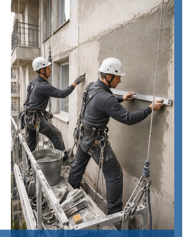 Штукатурка фасада на высоте в Мариинске от 918 р. | ВЫСОТНИК-Мрн