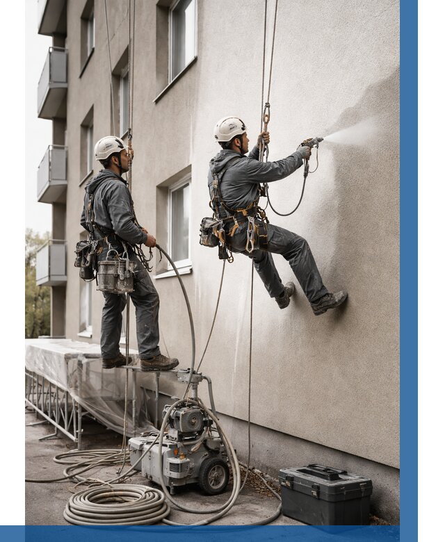 Безвоздушная покраска фасада в Мариинске от 224 р/м² | ВЫСОТНИК-Мрн