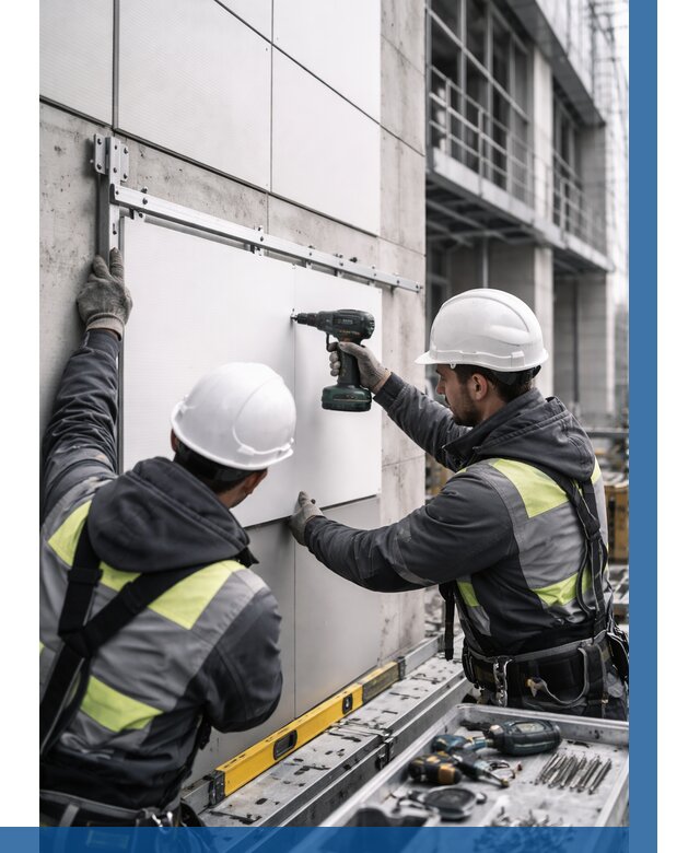 Монтаж композитных панелей фасада в Мариинске от 2550 р. | ВЫСОТНИК-Мрн