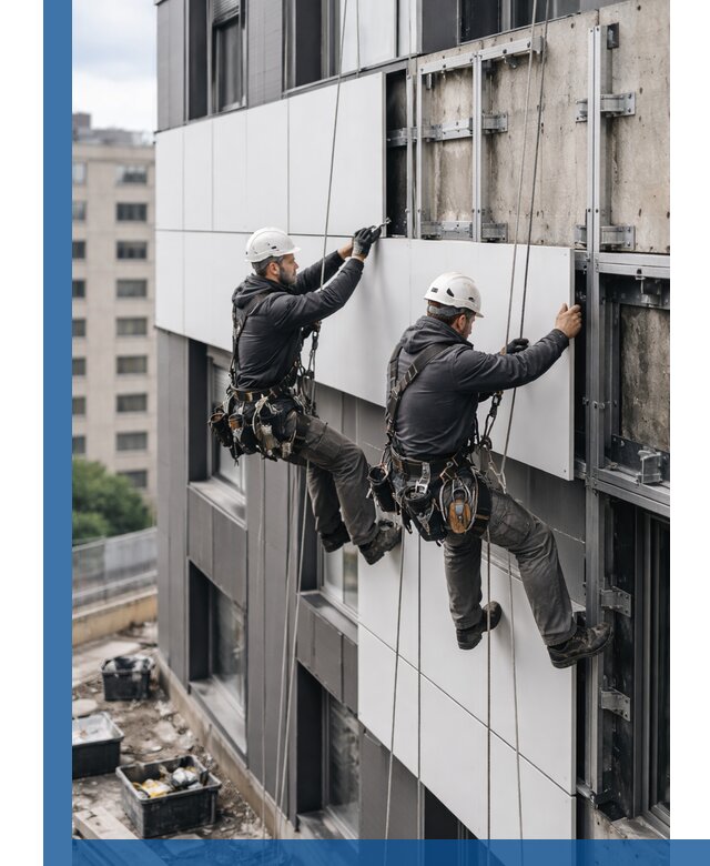 Монтаж композитных панелей фасада в Мариинске под ключ