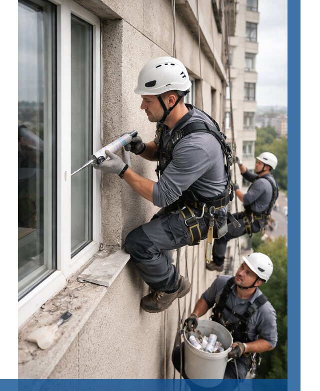 Герметизация оконных швов снаружи в Мариинске от 1530 р. | ВЫСОТНИК-Мрн