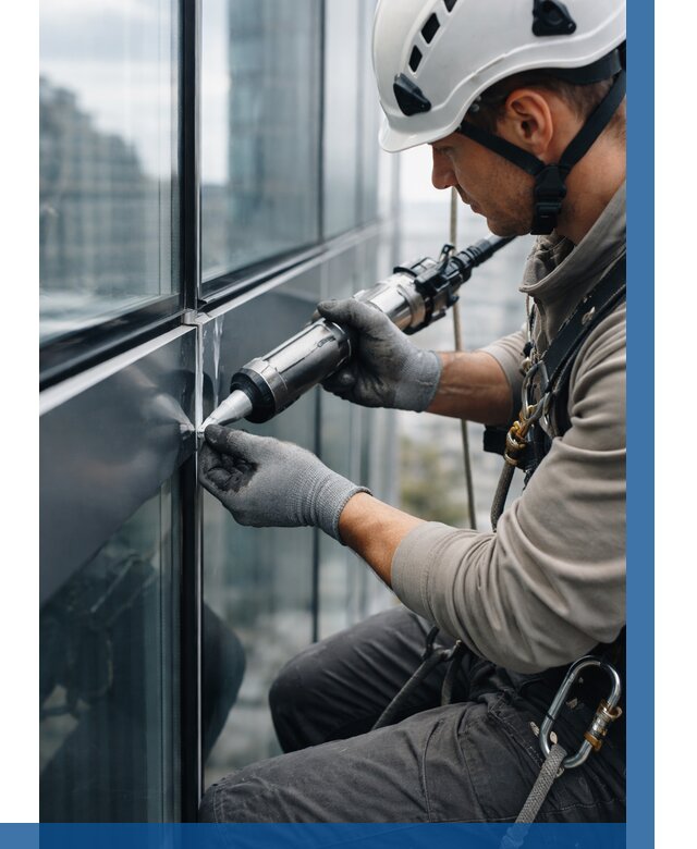 Герметизация стыков витража в Мариинске от 1224 р. | ВЫСОТНИК-Мрн