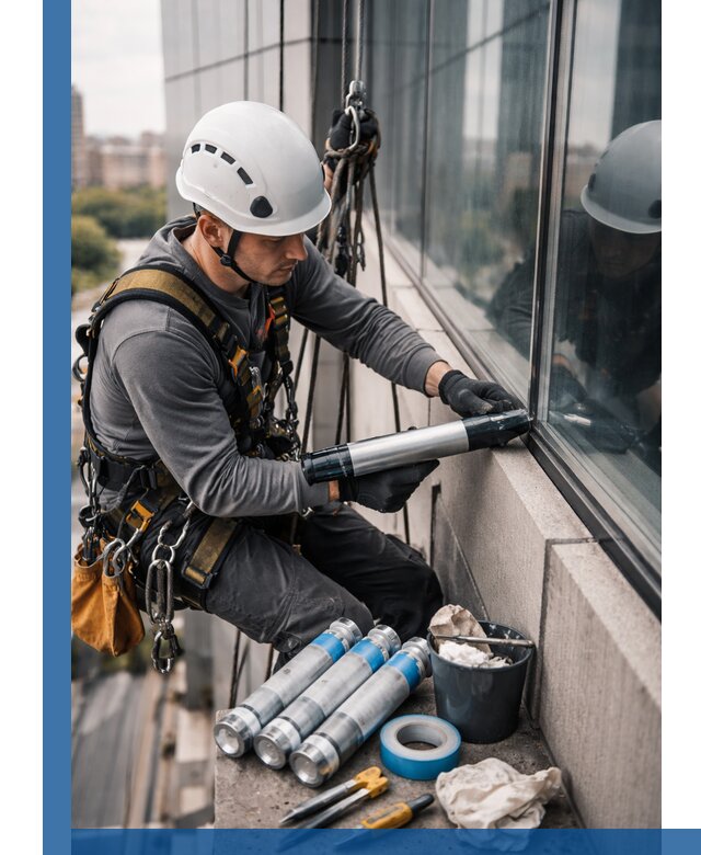 Герметизация стыков витража в Мариинске для герметичных фасадов