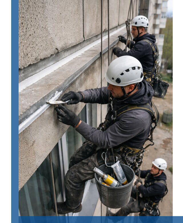 Герметизация примыкания балкона в Мариинске под ключ с гарантией