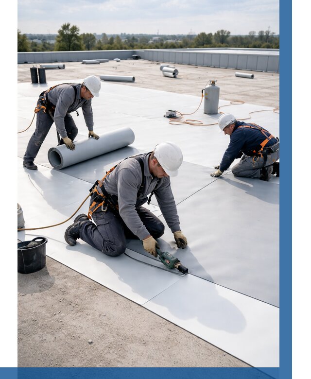 Монтаж мембранной кровли под ключ в Мариинске от 1224 р. | ВЫСОТНИК-Мрн