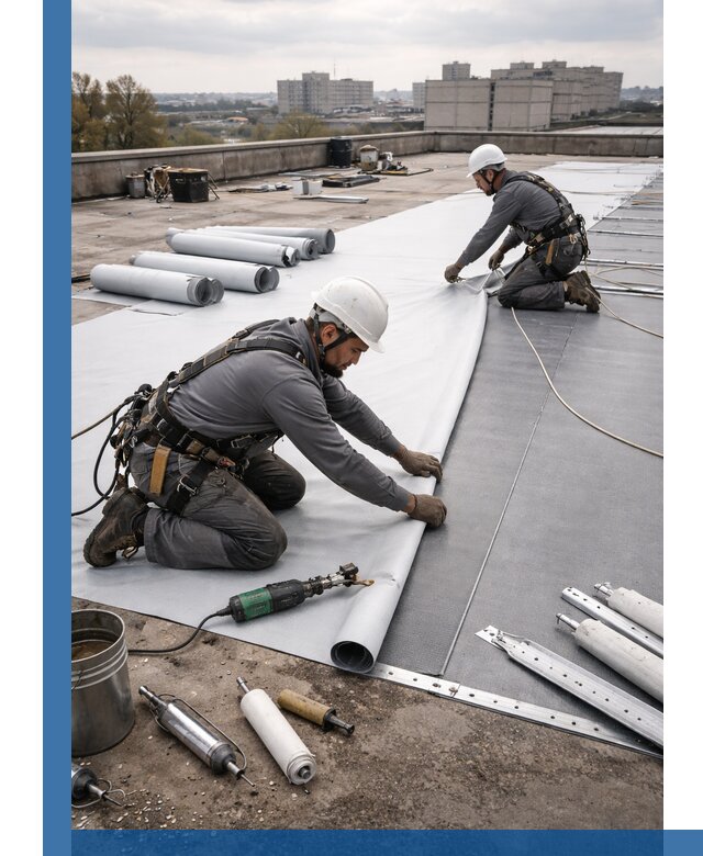 Монтаж мембранной кровли в Мариинске для промышленных зданий