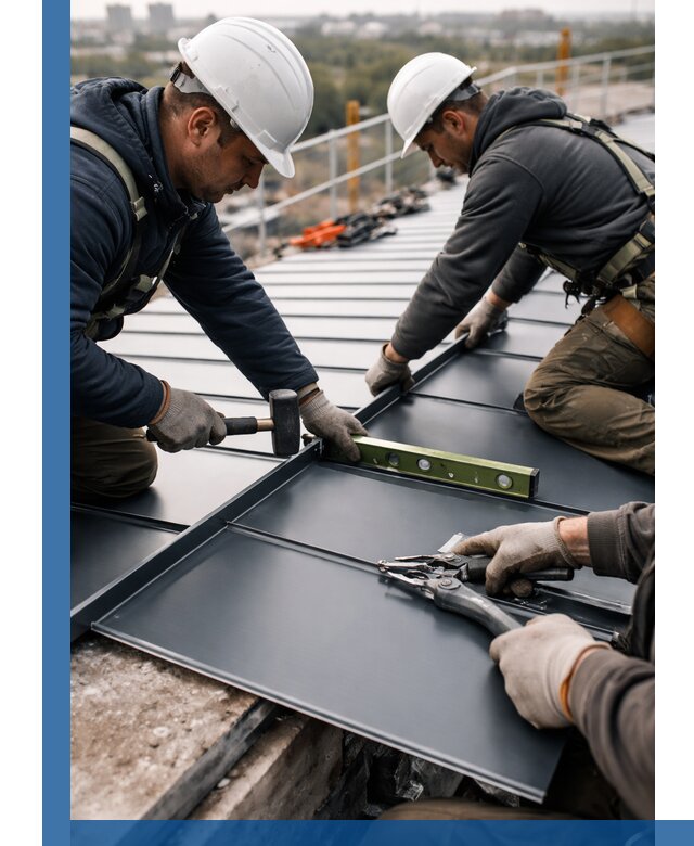 Монтаж фальцевой кровли в Мариинске для промышленных зданий