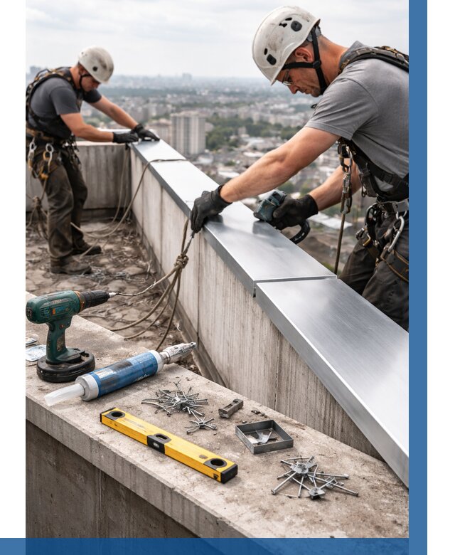 Монтаж парапетных крышек в Мариинске от 816 р. | ВЫСОТНИК-Мрн