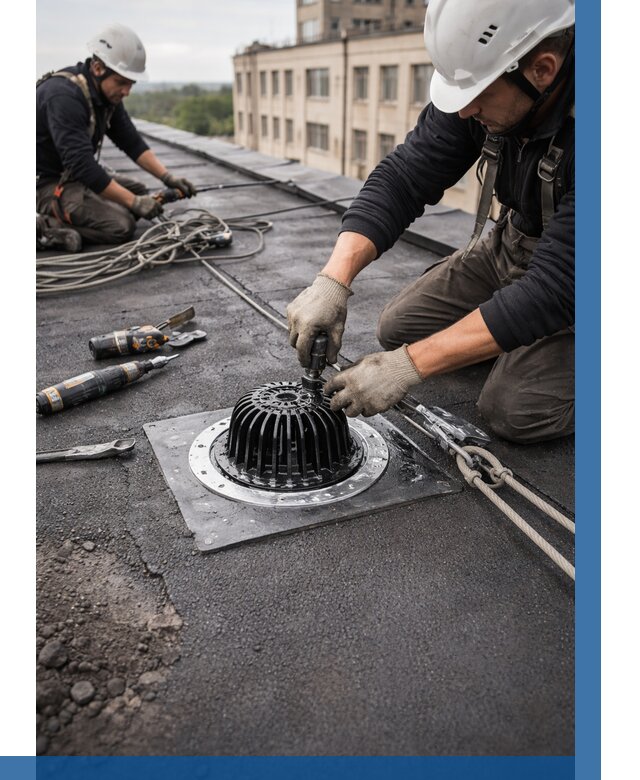 Установка водосточных воронок в Мариинске цена от 3569 р. | ВЫСОТНИК-Мрн