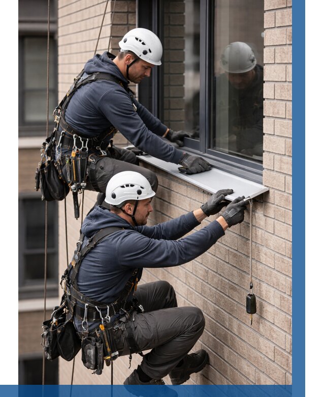 Монтаж оконных отливов под ключ в Мариинске от 3569 р. | ВЫСОТНИК-Мрн