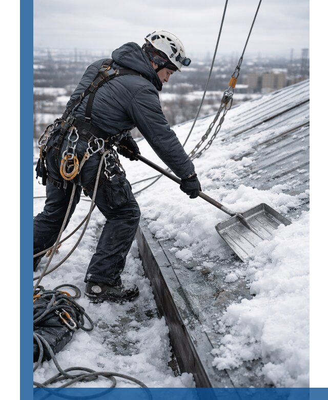 Профессиональная очистка кровли от снега и наледи в Мариинске