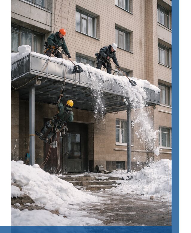 Очистка козырьков от снега в Мариинске от 3569 р. | ВЫСОТНИК-Мрн