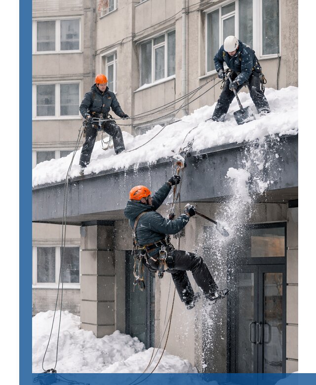 Безопасная очистка навесов от снега в Мариинске круглогодично