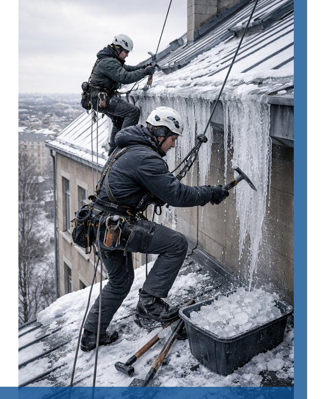 Удаление наледи с кровли в Мариинске от 5609 р. | ВЫСОТНИК-Мрн