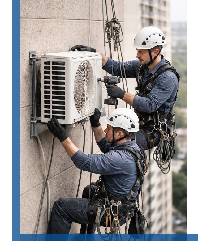 Монтаж внешнего блока кондиционера в Мариинске установка и крепление