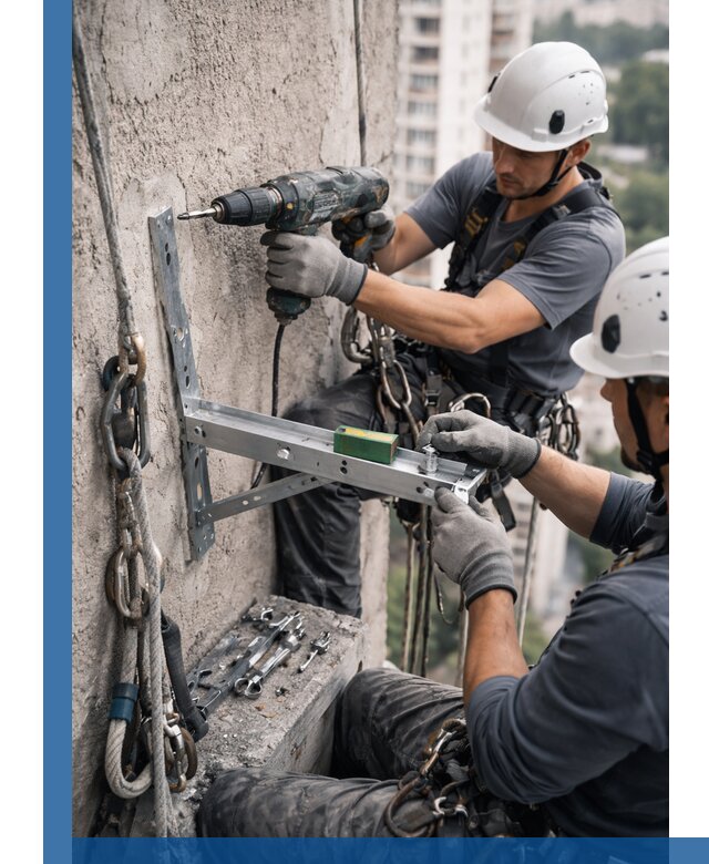 Установка кронштейнов кондиционера и крепежа в Мариинске