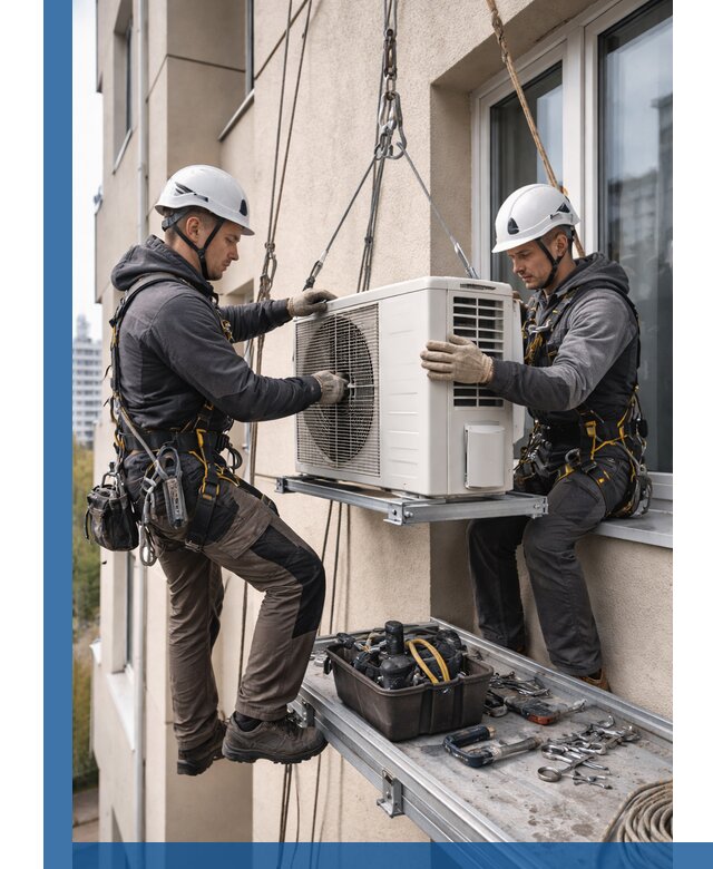 Перенос внешнего блока кондиционера в Мариинске с монтажом и крепежом