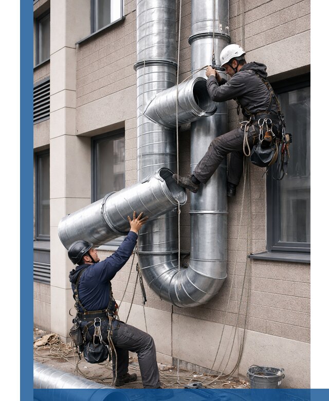 Монтаж фасадных воздуховодов в Мариинске с герметизацией и крепежом