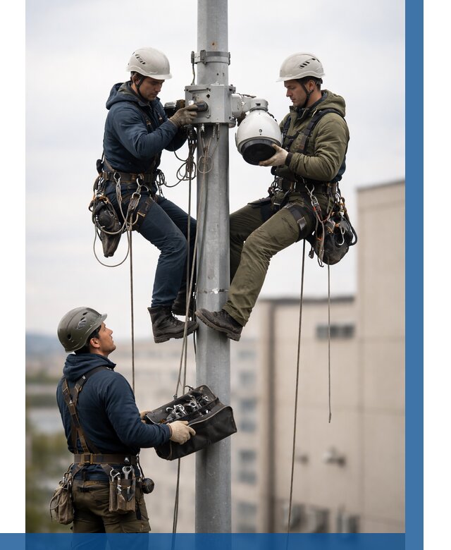 Установка видеокамер на мачте в Мариинске от 8668 р. | ВЫСОТНИК-Мрн