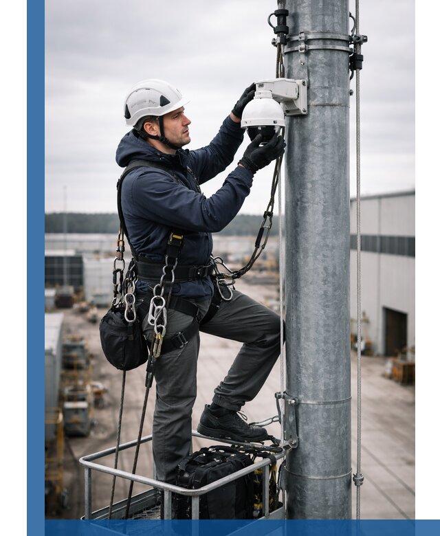 Профессиональная установка видеокамер на мачте в Мариинске