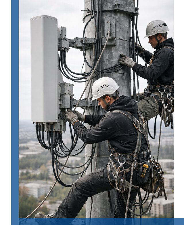 Монтаж оборудования связи на мачте в Мариинске с пусконаладкой