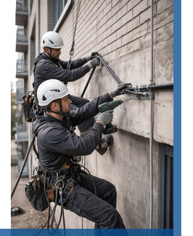 Крепление кабеля на фасаде в Мариинске от 357 р. | ВЫСОТНИК-Мрн