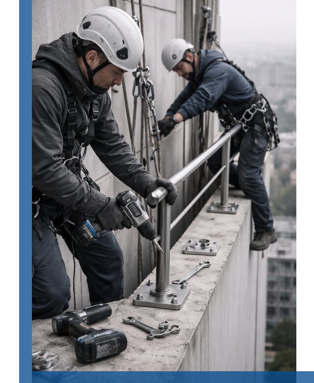 Монтаж перил на высоте в Мариинске для жилых и промобъектов