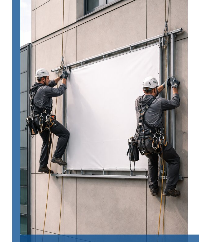 Монтаж наружной рекламной вывески в Мариинске под ключ