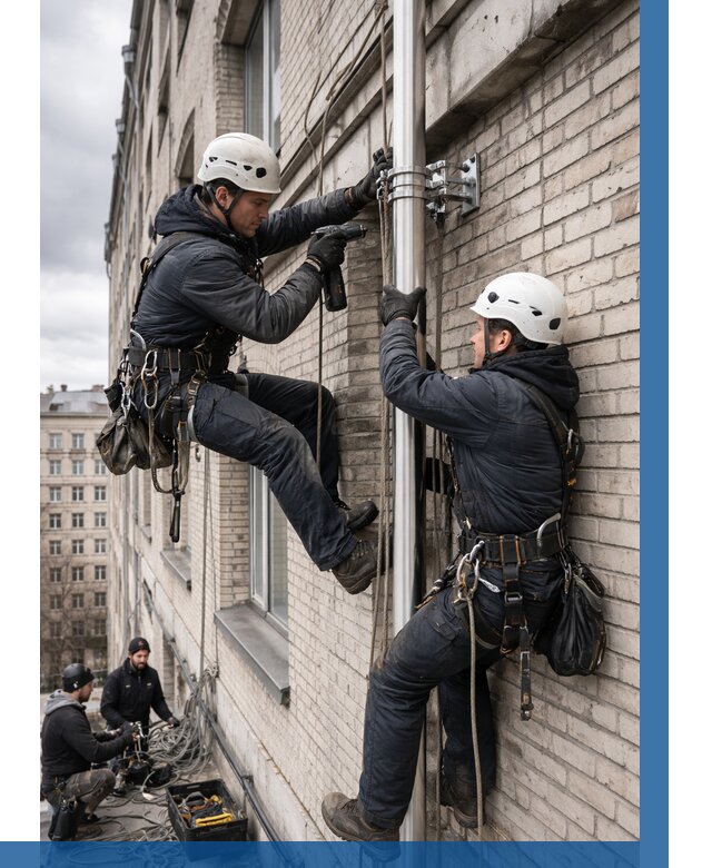 Монтаж флагштока на здании в Мариинске от 6629 р. | ВЫСОТНИК-Мрн