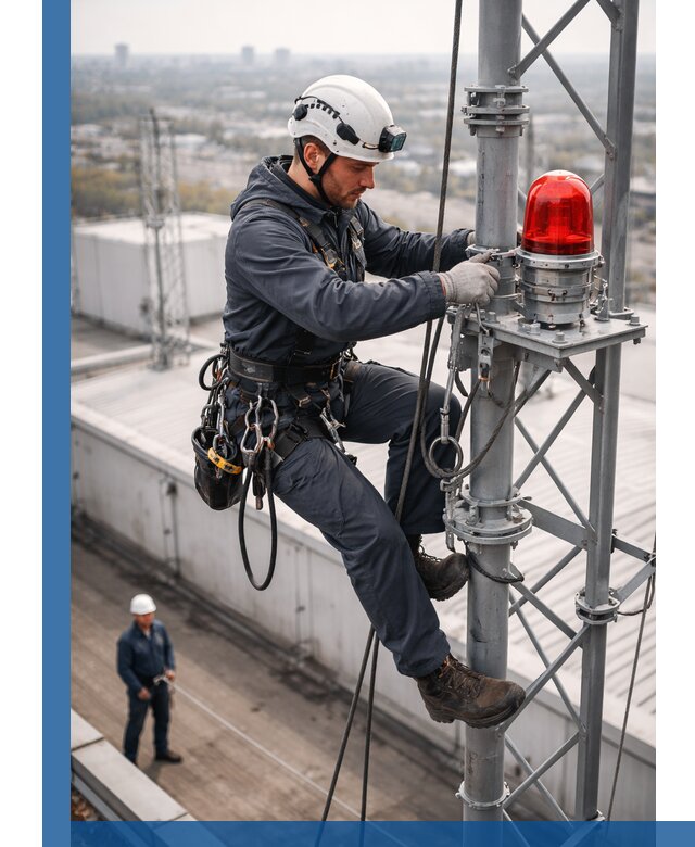 Монтаж заградительных огней и обслуживание объектов в Мариинске