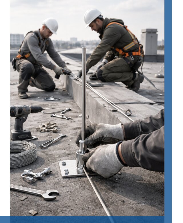 Монтаж молниезащиты на кровле в Мариинске цена от 25495 р. | ВЫСОТНИК-Мрн