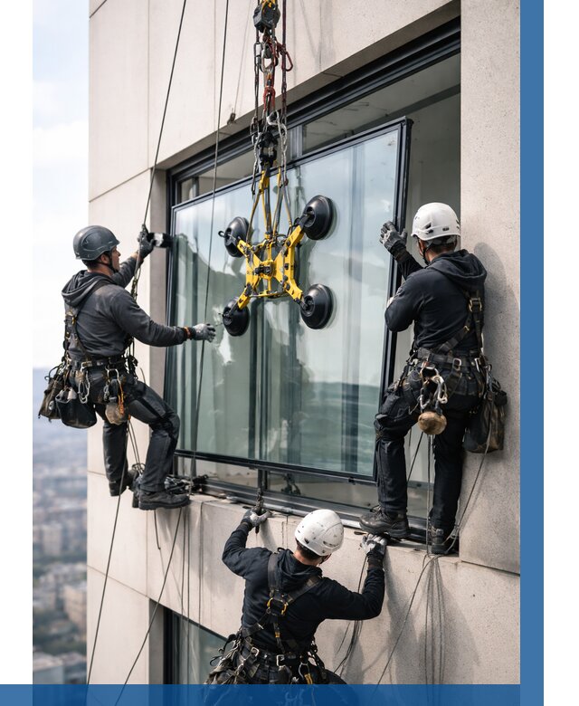 Монтаж стеклопакетов на высоте в Мариинске от 3263 р. | ВЫСОТНИК-Мрн