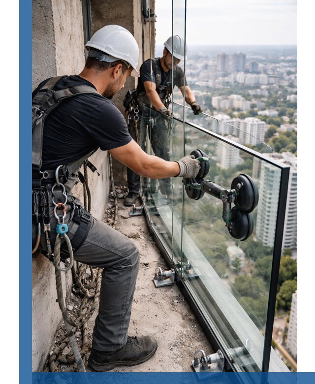 Монтаж стеклянных ограждений под ключ с гарантией в Мариинске