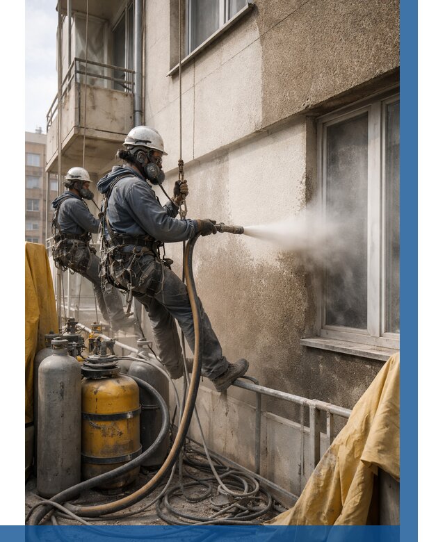 Пескоструйная очистка фасада в Мариинске от 663 р. | ВЫСОТНИК-Мрн