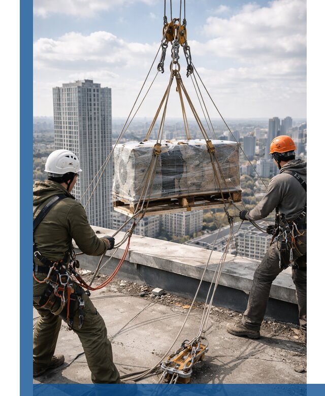 Подъем и монтаж крупногабаритных грузов на крышу в Мариинске