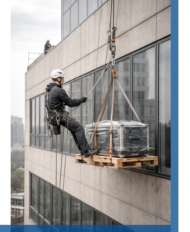 Спуск груза по фасаду в Мариинске от 3569 р. | ВЫСОТНИК-Мрн